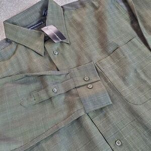 Statements Brand Men's Button Up Shirt Size L‎ Green Plaid Long Sleeve NWTG